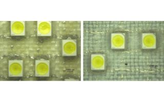 Passivation of a multilayered woven circuit arrangement with a plastic membrane using tip-coating and deep-drawing, respectively Photos: TITV Greiz