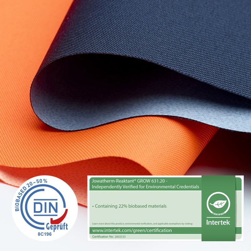 Jowat Biobased reactive PUR hot melt adhesive textile network