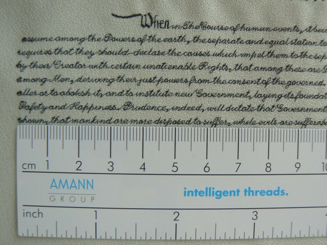 Serafil by Amann - Character heights of 2mm are possible via satin stitches (Photo: Amann)