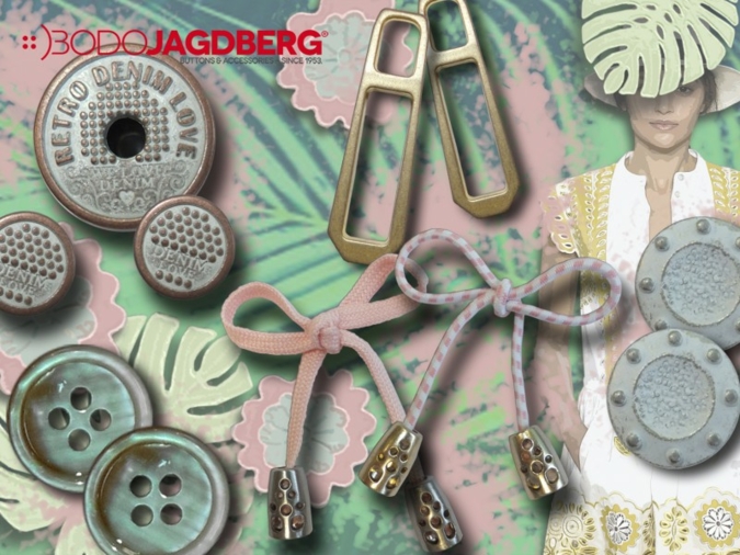 Bodo Jagdberg renders a washed or pastel look on buttons and decorative trimmings