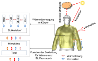 Abb. 1: Thermische Regulation zwischen Mensch, Bekleidung und Umgebung