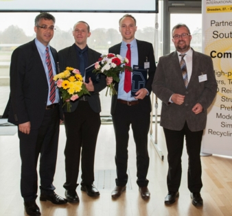Prizewinners Ralf Müller (second from left) and Ronny Brünler (second from right) with Professor Chokri Cherif (left) and Gert Bauer, director of...