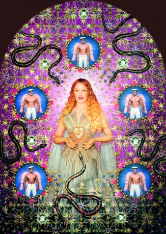 La Vierge aux serpents (Jungfrau mit Schlangen) (Kylie Minogue), 2008
Gemalte Fotografie, von den Künstlern eingerahmt, 181 x 137 cm (mit Rahmen)...