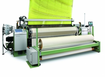 Dornier air-jet weaving machine A1 AWS 4/J G with a nominal width of 280 cm in combination with a Jacquard Stäubli LXL (Article: Airbag) Photo: Li...