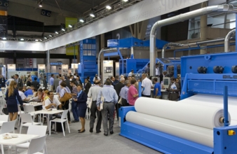 Blick auf den Dilo Stand – ITMA Barcelona 2011 Photo: Dilo Group