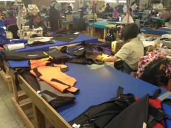 View of the sewing shop for Burmed x-ray protective aprons